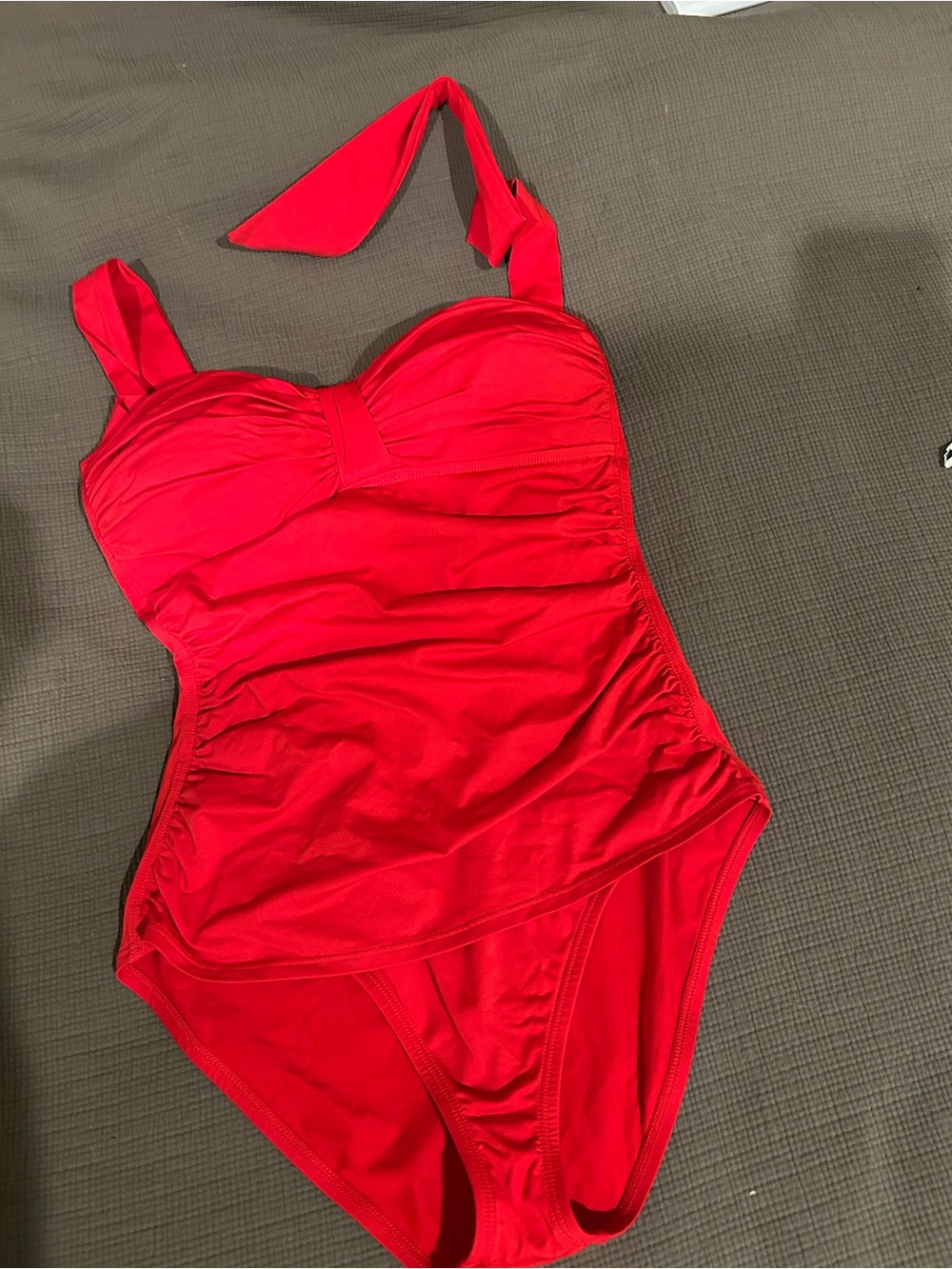 Tommy Bahama Red Ruched One-Piece Swimsuit